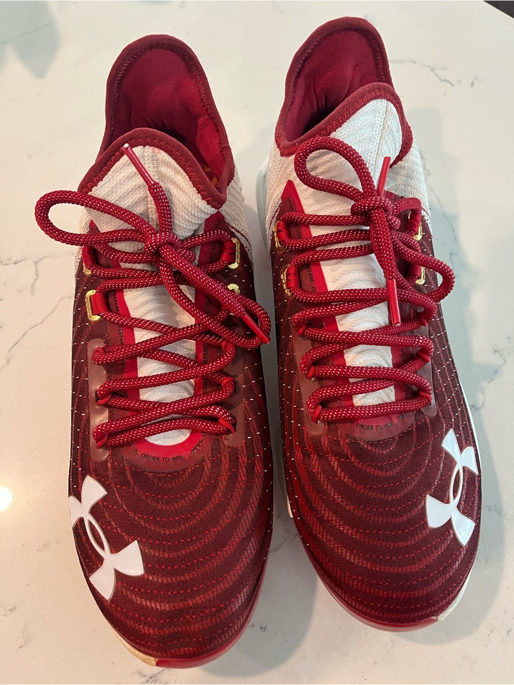 Under Armour Red and White Athletic Shoes